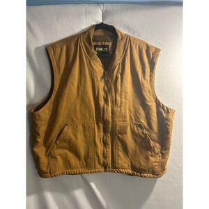 Stanley Mens Canvas Work Vest Sherpa Lined Full Zip Brown Duck 2XL Heavy Duty